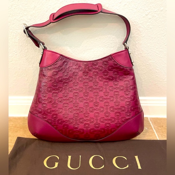 BRAND NEW RED BURGUNDY GUCCI HOBO HANDBAG PURSE LEATHER - Picture 1 of 9